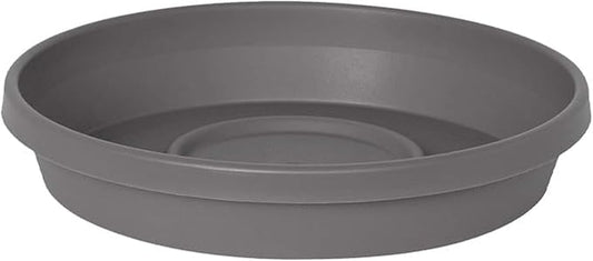 Bloem Terra Resin Saucer Tray: 8" Bottom Width - Charcoal Gray - Matte, Durable, Ribbed Bottom, Indoor and Outdoor, Fits 10" Terra Planters