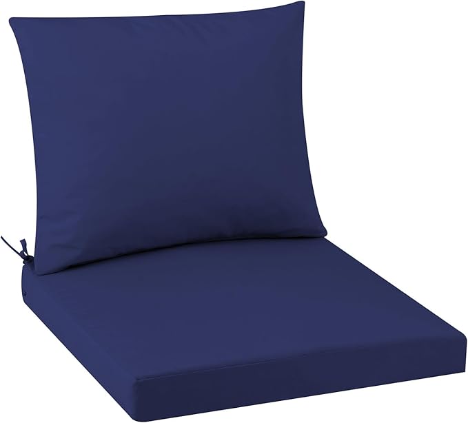 Outdoor Seat Cushion Set 24 x 24 In, Water-Resistant & Fade-Resistan, Patio Furniture Cushions with Removable Cover Deep Seat & Back Cushion with Handle and Adjustable Straps for Chair Sofa,1PC