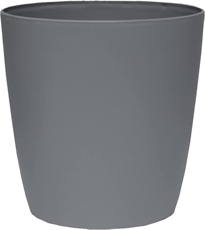 The HC Companies Aria Round Self-Watering Pot - Lightweight Plastic Planter for Herbs & More - Durable Plant Pots for Indoor Plants & Outdoor Plants (6" Warm Gray, Pack of 1)