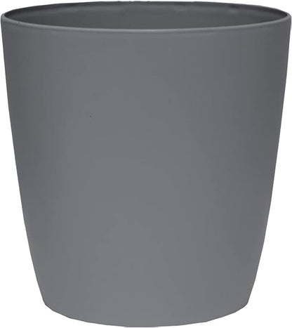 The HC Companies Aria Round Self-Watering Pot - Lightweight Plastic Planter for Herbs & More - Durable Plant Pots for Indoor Plants & Outdoor Plants (6" Warm Gray, Pack of 1)