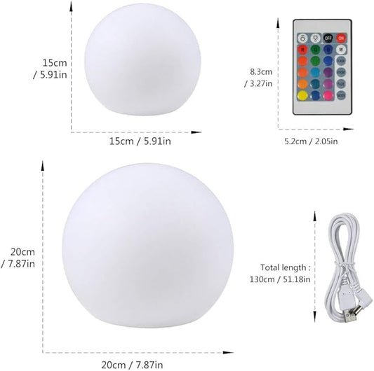 Tyenaza Rechargeable LED Ball Light, 6-Inch Remote Control Globe Lights 16 RGB Colors Changing Indoor/Outdoor Night Light for Home/Party/Lawn/Desk Decoration