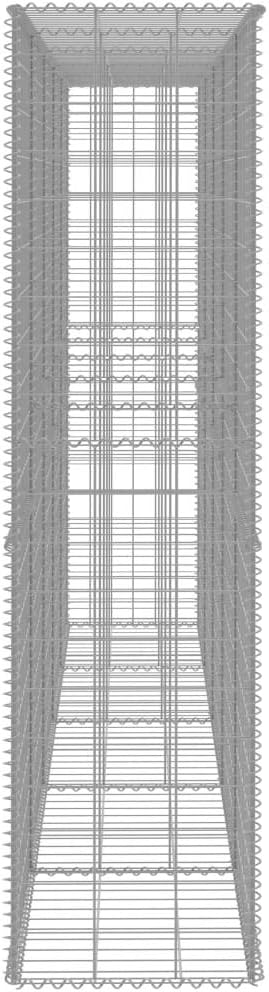 Galvanized Steel Gabion Wall with Cover, Gabion Mesh Wire Wall Panel Galvanized Steel Garden Stone Wire Basket Fencing Patio Decorative Fence, 118.1"x19.7"x78.7",-140