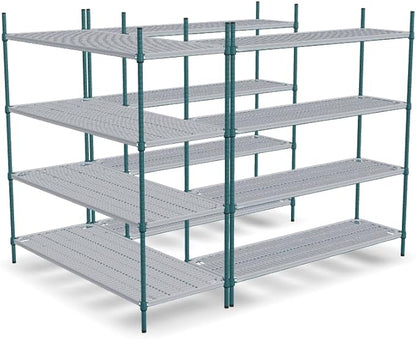 NSF 5' x 7' Walk-in 4-Tier Shelving Unit Kit with Drop Mat Shelf Liner, Commercial Storage Rack Unit, Organizer Shelves System Kit, Heavy Duty Racking for Storage, Shelving Kits (Green Epoxy)