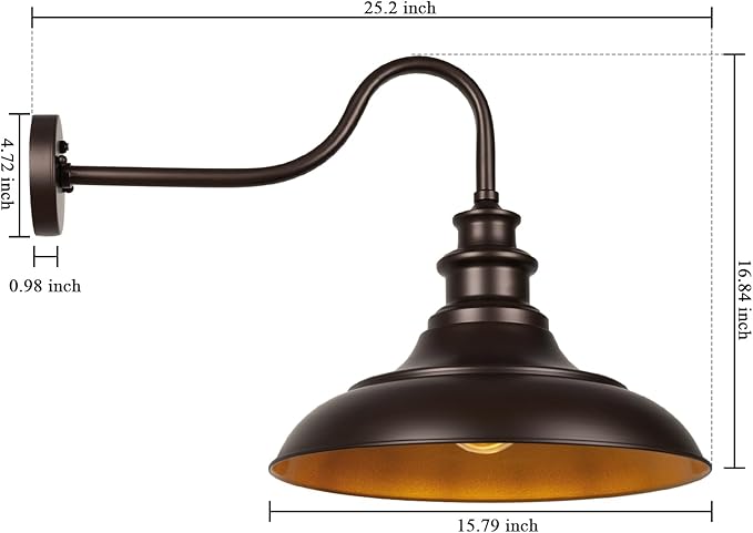 Exterior Farmhouse Gooseneck Barn Light, 16 Inch Vintage Outside Garage Light Fixtures, 2PCS Anti-Rust Waterproof Outdoor Light for Patio Frontdoor Entryway Doorway