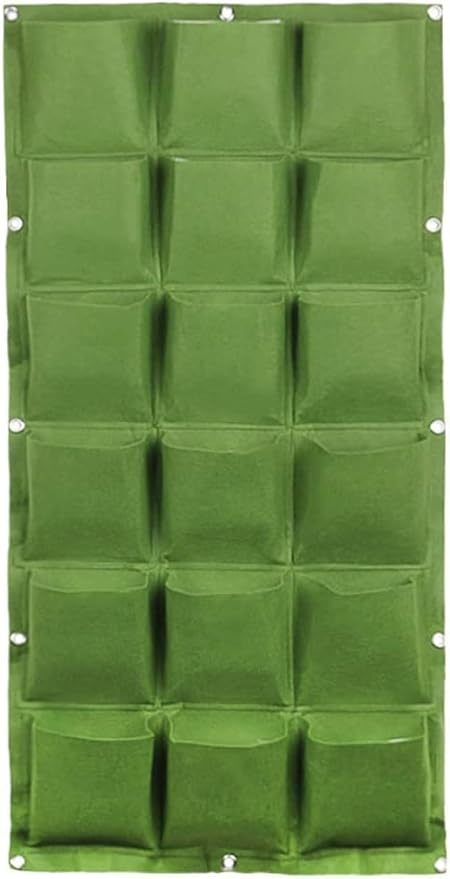 WFIST Vertical Hanging Planter Bag, Breathable Felt Wall Garden Planter with Metal Grommets, Indoor/Outdoor Space-Saving Herb & Flower Growing Pouch (18-Pocket)