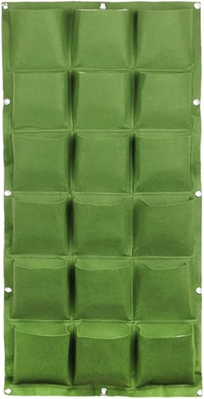 WFIST Vertical Hanging Planter Bag, Breathable Felt Wall Garden Planter with Metal Grommets, Indoor/Outdoor Space-Saving Herb & Flower Growing Pouch (18-Pocket)