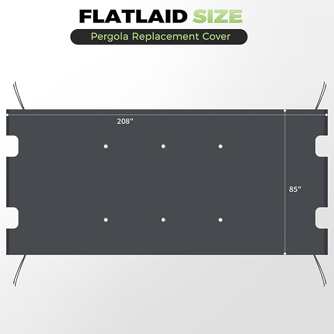 85'' x 208'' Universal Pergola Replacement Cover for Doubleton Steel Pergola L-PG080PST, Waterproof Sunshade Canopy Top for Patio Gazebo, Deck, Porch, Yard, Outdoor Cover Only (Light Gray)