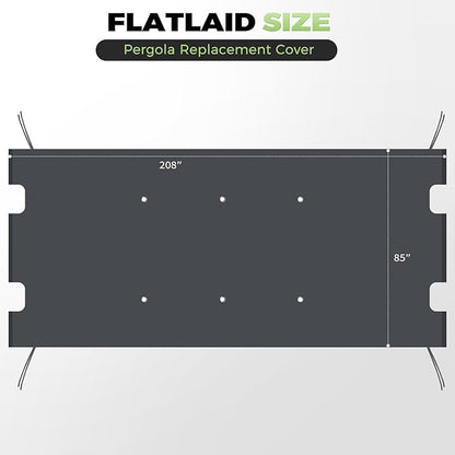 85'' x 208'' Universal Pergola Replacement Cover for Doubleton Steel Pergola L-PG080PST, Waterproof Sunshade Canopy Top for Patio Gazebo, Deck, Porch, Yard, Outdoor Cover Only (Light Gray)