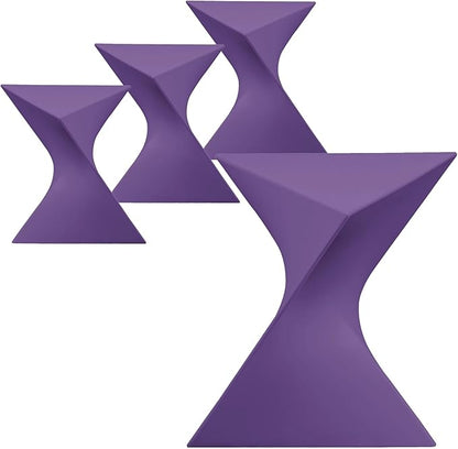 LeisureMod 15.75" Stackable Weather-Resistant Plastic Triangular Side Table - Accent End Table for Indoor & Outdoor Use (Purple, Set of 4)