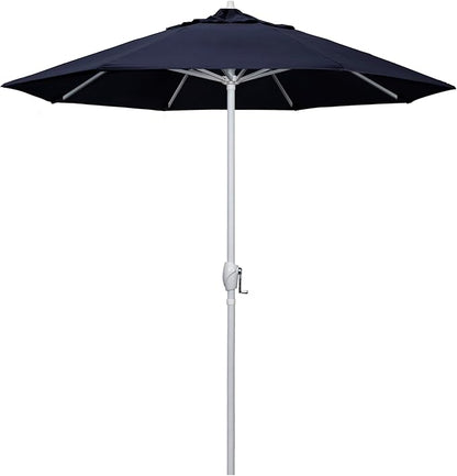 California Umbrella 7.5' Rd Aluminum Patio Umbrella, Crank Lift, Auto Tilt, White Finish