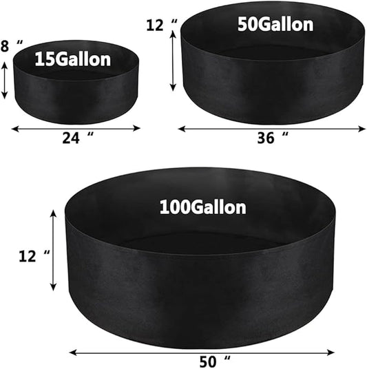 50 Gallon Large Grow Bag, Heavy Duty Fabric Round Raised Garden Bed Planter Pots for Planting Herb Flower Vegetable Potato Plants (36" D x 12" H, Black)