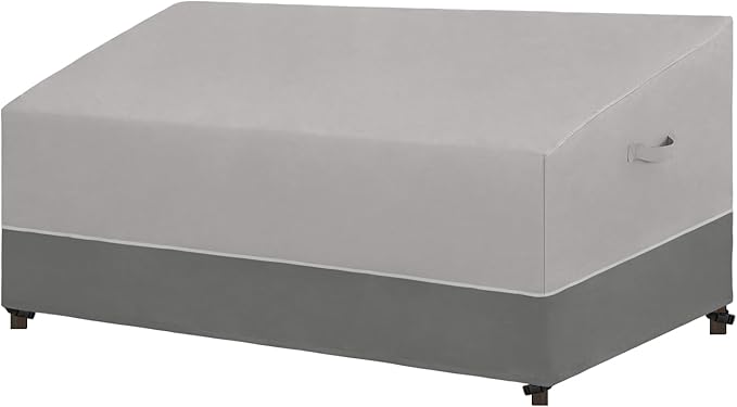 Easy-Going Patio Sofa UV Resistant Outdoor Couch Bicolor 3-Seater Bench Waterproof Furniture Cover with Reflective Hemming (104Wx40Dx35H inch, Gray/Dark Gray)