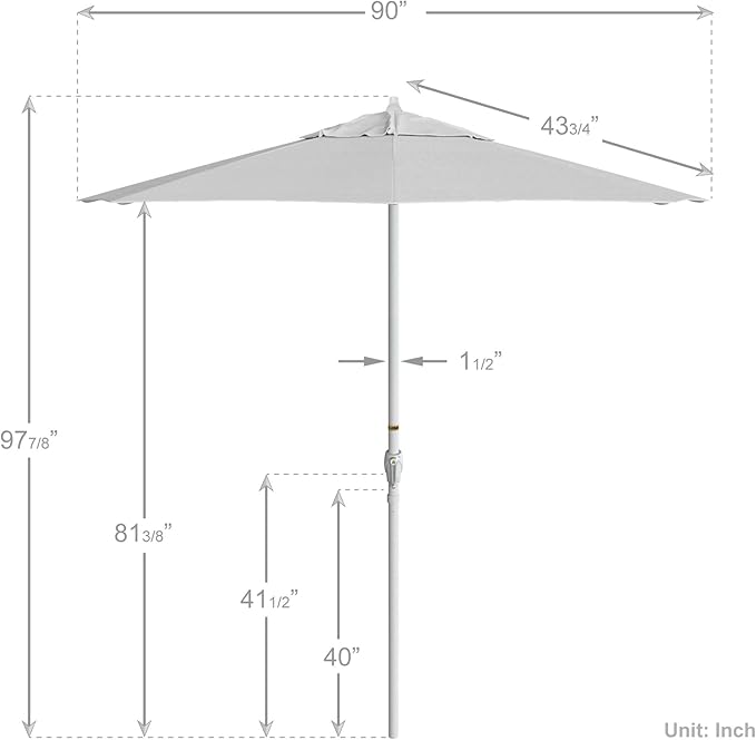 California Umbrella 7.5' Rd Aluminum Patio Umbrella, Crank Lift, Auto Tilt, White Finish