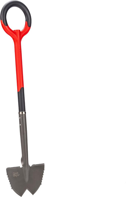 Root Slayer 22611 Serrated Garden Edger for Landscaping, Soil Cutting, and Clean Lawn Borders, Steel Tool, Red