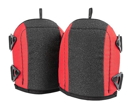 Lightweight Work Knee Pads for Men and Women with EVA Foam Padding, Adjustable Straps and Easy-Fix Clips — Perfect for Gardening, Light Construction and Comfort Work (RED)