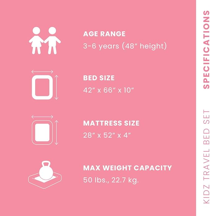 Intex 66811EP Inflatable Kidz Travel Bed Set, Includes Hand Pump and Carry Bag, Removable Mattress, Quick Inflation, Indoor Use, 42in x 66in x 10in, Beige Color with Star Print Frame