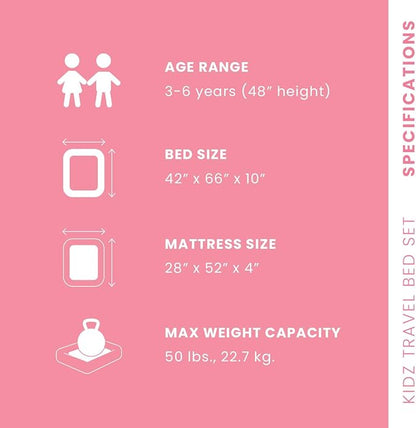 Intex 66811EP Inflatable Kidz Travel Bed Set, Includes Hand Pump and Carry Bag, Removable Mattress, Quick Inflation, Indoor Use, 42in x 66in x 10in, Beige Color with Star Print Frame