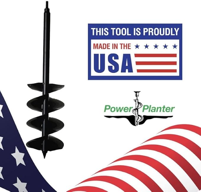 Power Planter Auger Drill Bit Extension 7" x 28" with 1/2" Non-Slip Hex Drive — Garden Auger for Planting Gallon Potted Plants and Post Holes — Garden Digging Tool for Dirt, Sand, Soil & Clay