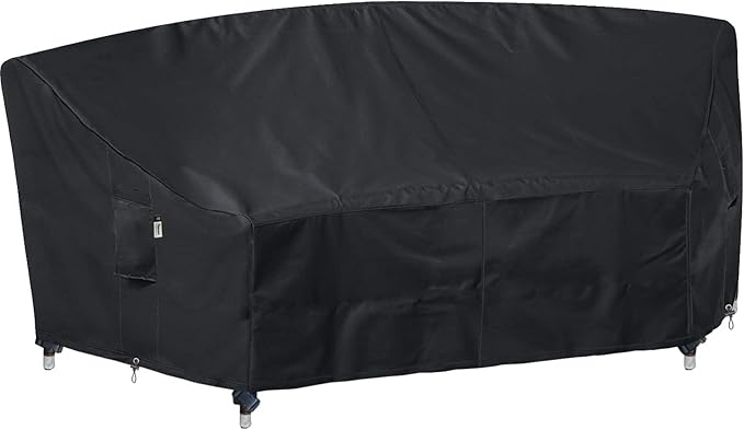 Curved Patio Furniture Cover for Outdoor Sectional Sofa, 96"(65") Reinforced Waterproof 600D Patio Sectional Couch Cover, Lawn Outside Garden Furniture Winter Protective Cover