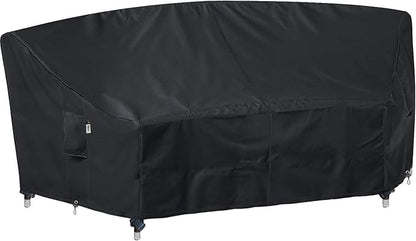 Curved Patio Furniture Cover for Outdoor Sectional Sofa, 96"(65") Reinforced Waterproof 600D Patio Sectional Couch Cover, Lawn Outside Garden Furniture Winter Protective Cover