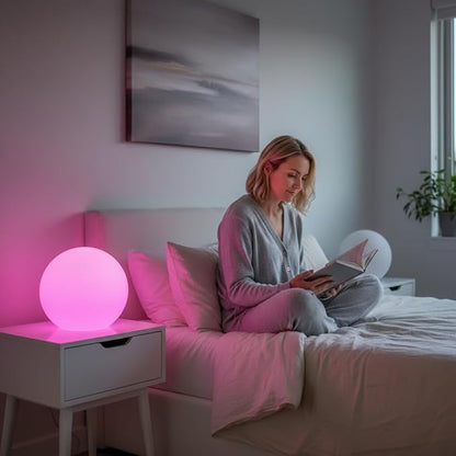 10 inch Rechargeable LED Ball Light, Dimmable LED Globe Light w/Remote, 16 RGB Colors Changing LEDs Globe Mood Lights, IP65 Waterproof Floor Lamp for Backyard Patio Garden Wedding Party Home