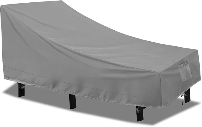 PureFit Outdoor Chaise Lounge Cover, Lounge Chair Covers Waterproof Patio Furniture Lounge Chair Cover, UV Resistant & Weatherproof, 1 Pack, 68"L x 30"W x 30"H Inches, Gray