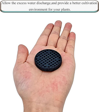 HAHIYO 50PCs 1.8Inch/4.5cm Black Round PP Plastic Flower Pot Hole Mesh Pad Bottom Grid Mat Bonsai Drainage mesh Hole Screens Gasket Prevent Soil Loss Breathable Gasket Drainage Netting for Bonsai