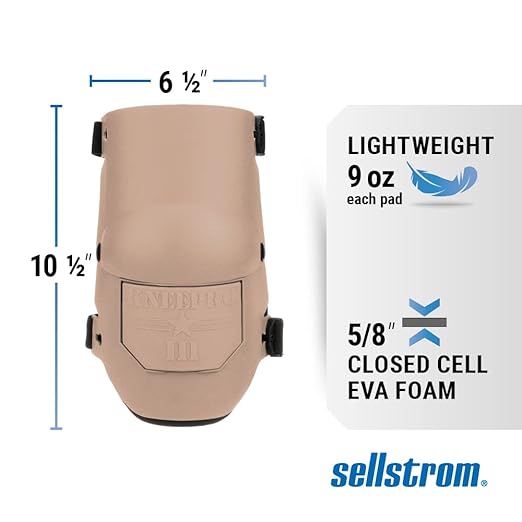 Sellstrom Ultra Flex KneePro Professional Knee Pads for Men & Women with Thick Foam Cushioning & Heavy Duty Hard Outer Shell - Adjustable Straps with Speed-Clips & Ergonomic Metal Hinges - for Construction Work, Gardening, Roofing, Flooring