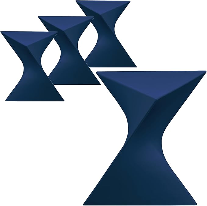 LeisureMod 15.75" Stackable Weather-Resistant Plastic Triangular Side Table - Accent End Table for Indoor & Outdoor Use (Navy Blue, Set of 4)