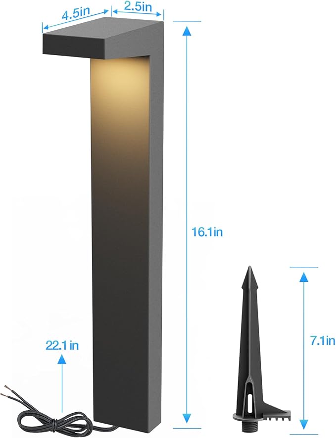 SUNVIE Low Voltage Pathway Lights Wired 3000K 5W LED Outdoor Landscape Lighting with Connectors Cast-Aluminum Waterproof Landscape Path Lights Low Voltage for Garden Walkway, 12-24V, AC/DC, 4 Pack