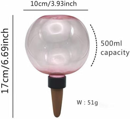 Komorebi Large Plant Watering Ball 17.6 oz- Top-Fill-Self Water Planter Indoor/Outdoor Plastic Slow-Release Water Ball Terracotta for Plants (2, Pink)