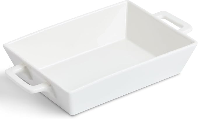 1.8 Qt Rectangular Ceramic Baking Dish, 9.9x7.5 Inch Deep Casserole Lasagna Pan with Handles for Cooking, Roasting, Serving, and Daily Use, Safe for Oven Microwave Dishwasher Freezer