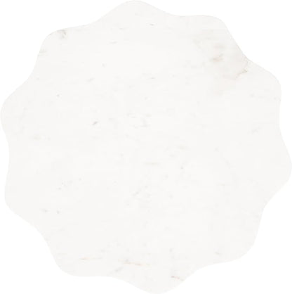 Kate and Laurel Sanzo Modern Round Side Table, 14 x 14 x 24, White Marble and Antique Brass, Decorative Circle End Table with Scalloped Marble Tabletop for Indoor Plant Stand or Bedroom Nightstand