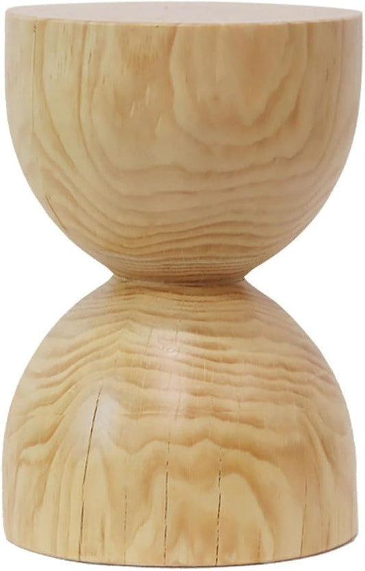 Natural Wooden Pillar Side Table – Round Tree Wood Drum-Shaped Coffee Table, Side Table for Balcony, Courtyard, Garden, Living Room Decoration – Modern Stool Design, Stable Base(Color:Log Color)