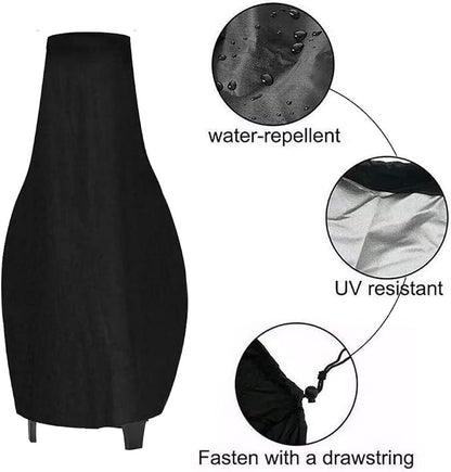 LARGE SIZE Outdoor Chimney Protective Cover Patio Furniture Covers, Patio Chiminea Caps, Protective Chiminea Covers, Weather Resistant Fire Pit Heater Cover (Black, 59x31x12inch)