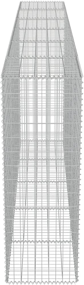Galvanized Steel Gabion Wall with Covers, Gabion Mesh Wire Wall Panel Galvanized Steel Garden Stone Wire Basket Fencing Patio Decorative Fence, 118"x19.7"x59",-191