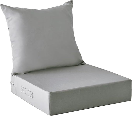 IPYNBAP Outdoor Cushions for Patio Furniture,Outdoor Seat Cushion Set 24 x 24 x 5.75 Inch,Waterproof & Fade Resistant Outdoor Chair Cushions,Deep Patio Chair Cushion with Removable Cover,Grey