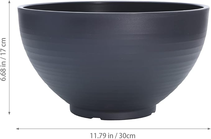 Happyyami Resin Hydroponic Planter Garden Bowl: Micro Landscape Succulent Pot Big Water Lily Container Resin Functional Mini Fish Pond Fountain Bird Bath Grey, 30x30cm