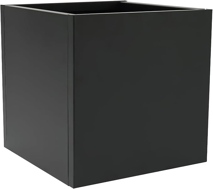 16Inch Steel Planter Box Metal Planter Large Tall Square Planters for Indoor Outdoor Plants, Heavy Duty Flower Pot for Patio, Yard, Garden (Black, 16" L x 16" W x 16" H)