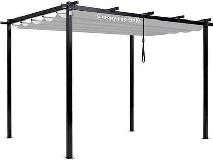 10' X 10' Pergola Shade Cover for Outdoor Retractable Durable Fabric Canopy Replacement Top, Sun Shade for Outside (Gray)