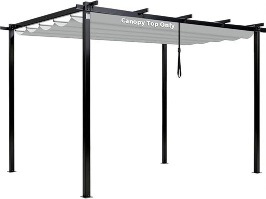 10' X 10' Pergola Shade Cover for Outdoor Retractable Durable Fabric Canopy Replacement Top, Sun Shade for Outside (Gray)