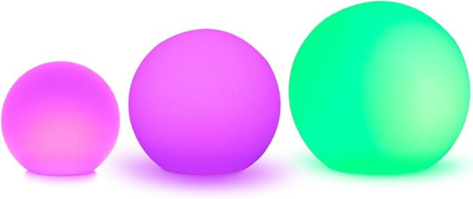 Mr.Go 12-inch, 16-inch and 20-inch LED Ball Light Bundle, Rechargeable, Remote Control, Dimmable 16 RGB Colors 4 Modes, Waterproof, Great as Night Light Mood Lamp Ambient Lighting Decorations
