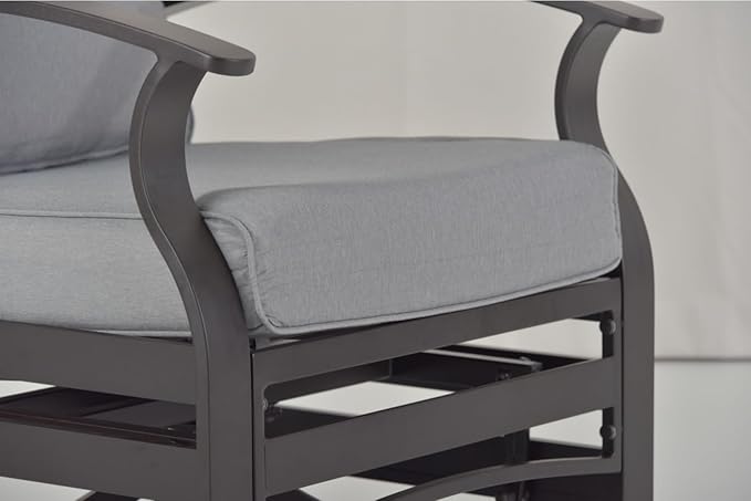 Kurapika 3 Pieces Patio Furniture Set, Outdoor Aluminum Swivel Gliders Rocker, Patio Bistro Set Rocking Chair with Thickened Cushions for Porch Garden(Navy Blue)