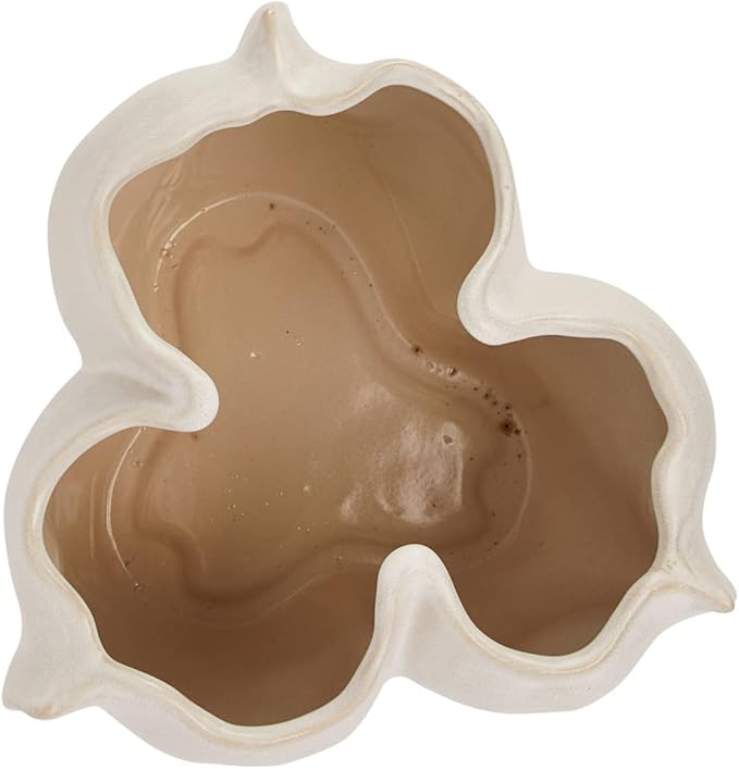 Bloomingville Decorative Organically Shaped Stoneware Planter, Matte Cream