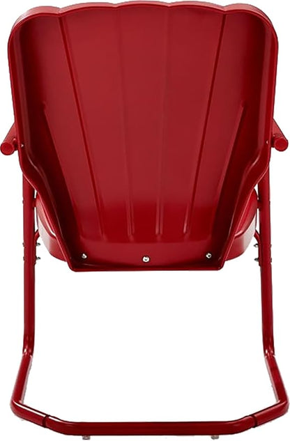 Crosley Furniture Ridgeland 2-Piece Outdoor Chair Set, Retro Metal Patio Chairs for Dining, Porch, Deck, Red