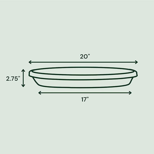 Bloem Terra Resin Saucer Tray: 17.5" Bottom Width - Navy Blue - Matte, Durable, Ribbed Bottom, Indoor and Outdoor, Fits 24" Terra Pots