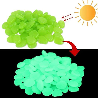 1100Pcs Glow Stones Pebbles Glow in the Dark Garden Pebbles for Walkways and Decor (Green)