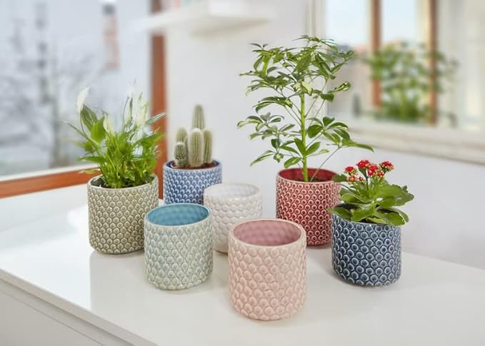 Bloomingville Stoneware Flower Pot with Polka Dots, Petrol