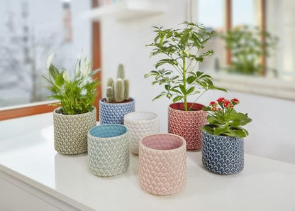 Bloomingville Stoneware Flower Pot with Polka Dots, Petrol