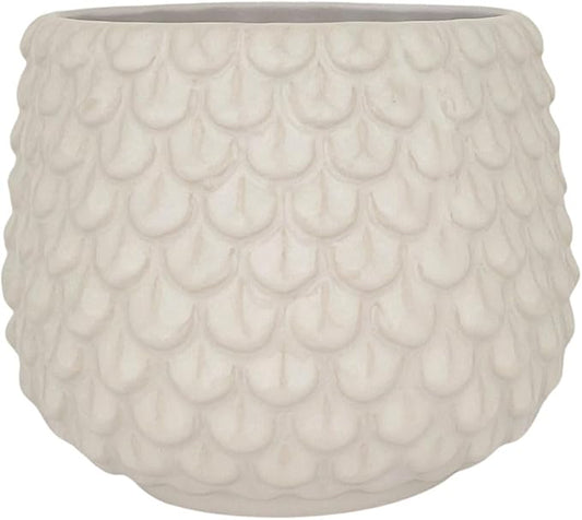 Bloomingville Stoneware Flower Pot Pinecone, Planter Cache Pot, Size M (5,25''), White